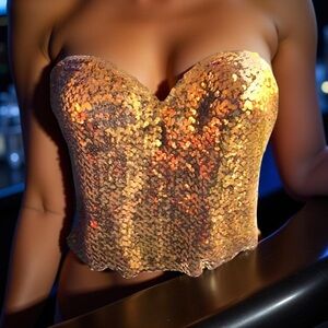 La Perla gold sequin bustier